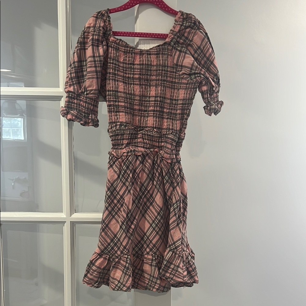 Plaid Pink and Black Ruffle Dress